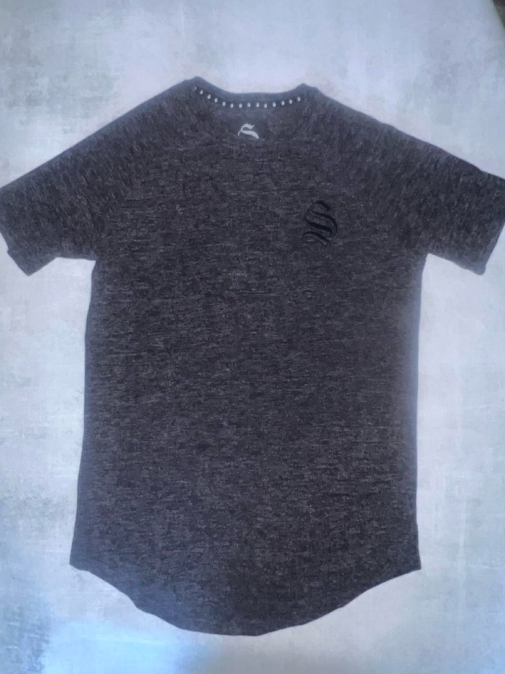 Sinners Attire men's space-dye grey curved-hem t-shirt
